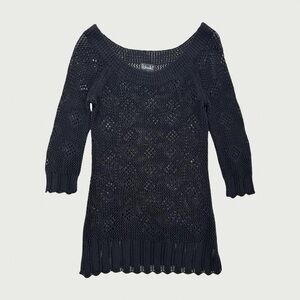 Open Knit Crochet Mini Dress